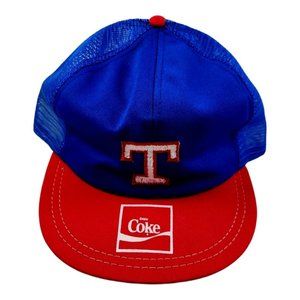Vintage 80s Texas Rangers MLB baseball with Old Coke Logo Promotion Trucker Cap